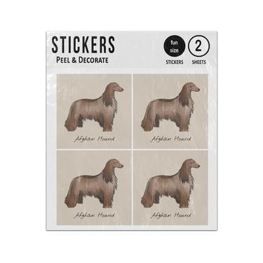 Picture of Afghan Hound Dog Hand Drawn Illustration Sticker Sheets Twin Pack