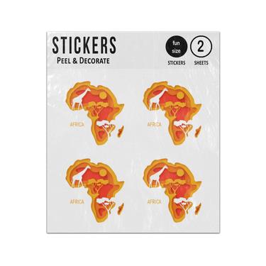 Picture of Africa Map Continent With Wild Animals Silhouettes Sticker Sheets Twin Pack