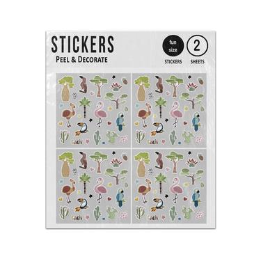 Picture of African Birds Plants Trees Cacti Elements Set Collection Sticker Sheets Twin Pack