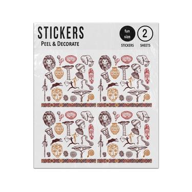 Picture of Africa Traditional Elements Doodles Sticker Sheets Twin Pack