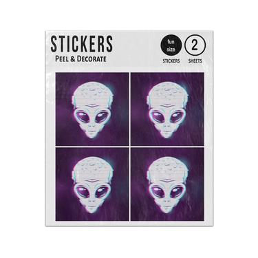 Picture of Alien Head With Glitch Effect Sticker Sheets Twin Pack