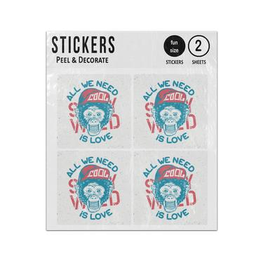 Picture of All We Need Is Love Cool Monkey Sticker Sheets Twin Pack