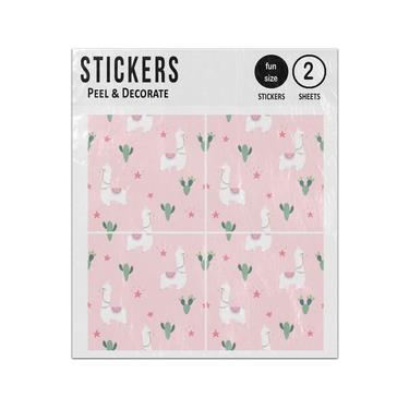 Picture of Alpacas Cactus Seamless Pattern Sticker Sheets Twin Pack