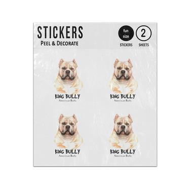 Picture of American Bully King Dog Watercolor Sticker Sheets Twin Pack