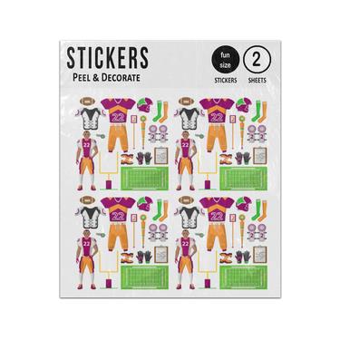 Picture of American Football Sport Equipment Game Sticker Sheets Twin Pack