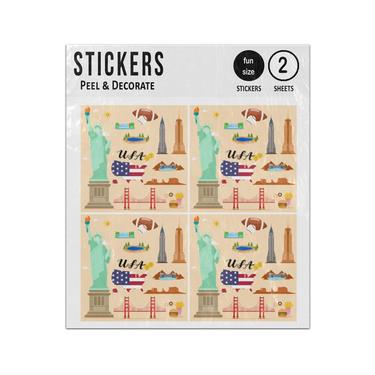 Picture of America Usa Grand Canyon Lady Liberty Golden Gate Landmarks Sticker Sheets Twin Pack