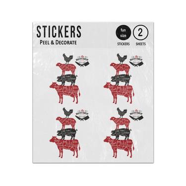 Picture of Animals Cuts Of Meat Butcher Shop Illustrations Sticker Sheets Twin Pack