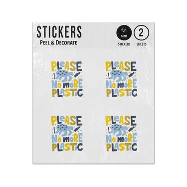 Picture of Anti Ocean Pollution Turtle Please No More Plastic Bottles Sticker Sheets Twin Pack
