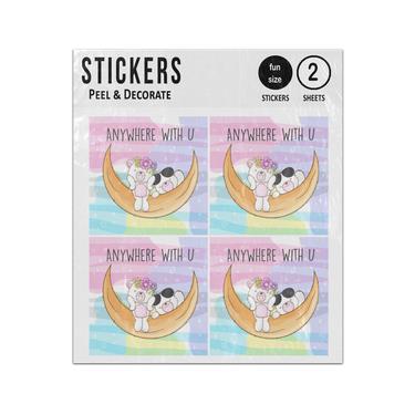 Picture of Anywhere With U Bear Couple On Crescent Moon Sticker Sheets Twin Pack