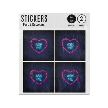 Picture of Ask Me Neon Sign Style Sticker Sheets Twin Pack