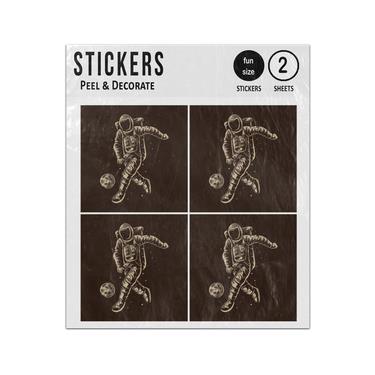 Picture of Astronaut Dribbling Ball Soccer Football Illustration Sticker Sheets Twin Pack