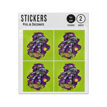 Picture of Astronaut Riding Skateboard In Space Planets Sticker Sheets Twin Pack
