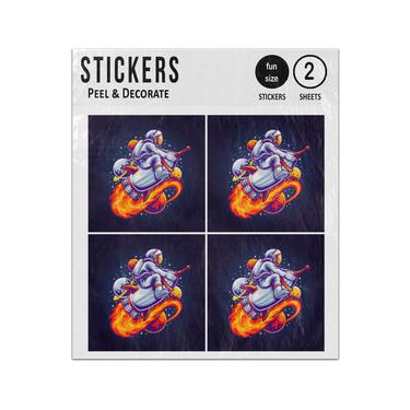 Picture of Astronaut Riding Spaceship Planets Doodles Sticker Sheets Twin Pack