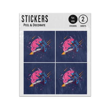 Picture of Astronaut Surfing Rocket Sticker Sheets Twin Pack