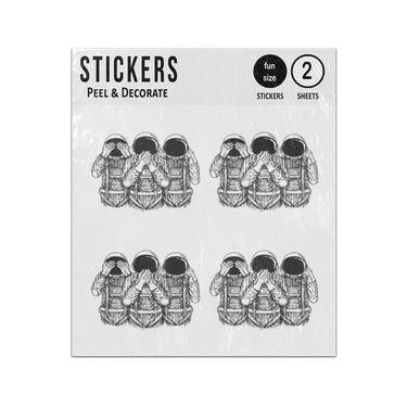Picture of Astronaut Three Wise Monkeys No See Speak Hear Evil Sticker Sheets Twin Pack