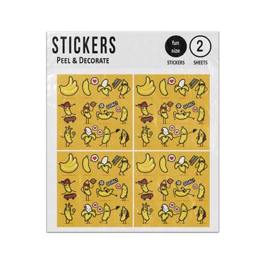 Picture of Banana Fruit Cartoon Character Funny Poses Sticker Sheets Twin Pack