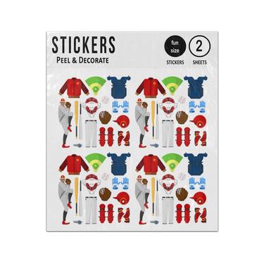 Picture of Baseball Player Sport Equipment Sticker Sheets Twin Pack