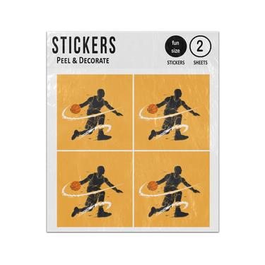 Picture of Basketball Dribble Dark Flame Silhouette Sticker Sheets Twin Pack
