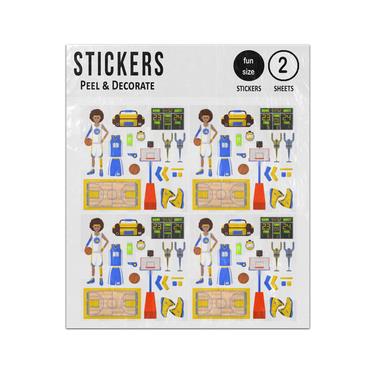 Picture of Basketball Player Items Collection Set Sticker Sheets Twin Pack