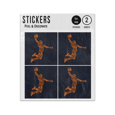 Picture of Basketball Player Silhouette Ball Slam Dunk Sticker Sheets Twin Pack
