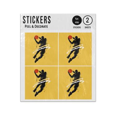 Picture of Basket Ball Slam Dunk Flamme Silhouette Joueur Sticker Sheets Twin Pack