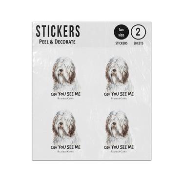 Picture of Bearded Collie Dog Watercolor Printing Sticker Sheets Twin Pack
