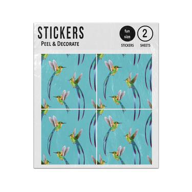 Picture of Beautiful Seamless Tropic Exotic Jungle Pattern Background Hummingbirds Sticker Sheets Twin Pack