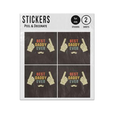 Picture of Best Daddy Ever Happy Pointing Hands Moustache Sticker Sheets Twin Pack