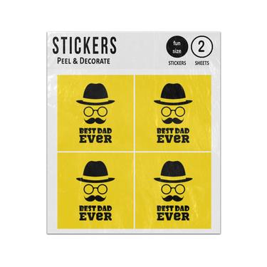 Picture of Best Dad Ever Hat Glasses Moustache Head Silhouette Sticker Sheets Twin Pack