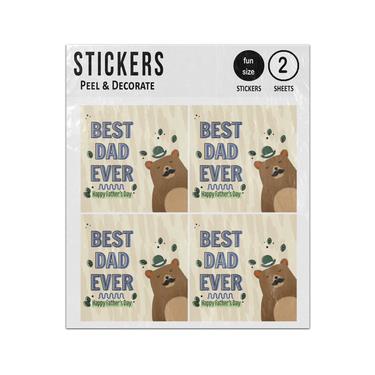 Picture of Best Dad Evey Bear With Hat And Moustache Sticker Sheets Twin Pack