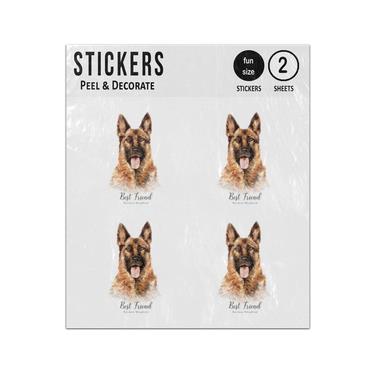 Picture of Best Friend German Shepherd Dog Watercolour Portrait Sticker Sheets Twin Pack