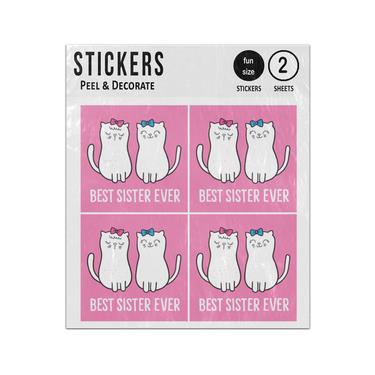Picture of Best Sister Even Two White Cats Bows Sticker Sheets Twin Pack