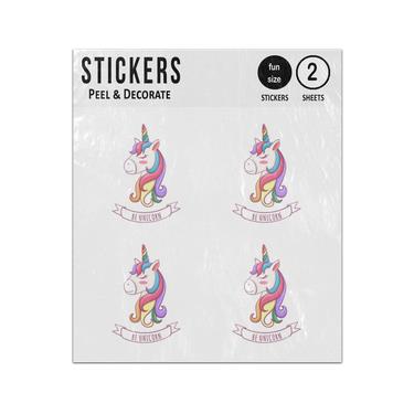 Picture of Be Unicorn Quote Drawing Sticker Sheets Twin Pack