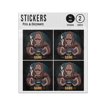Picture of Big Foot Addicted To The Game Holding Controller Sticker Sheets Twin Pack