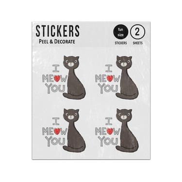 Picture of Black Cat I Meow Heart You Sticker Sheets Twin Pack