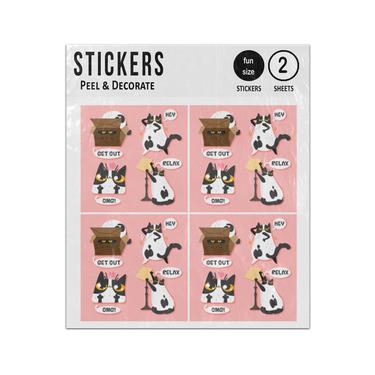 Picture of Black White Cat Get Out Hey Omg Relax Sticker Sheets Twin Pack