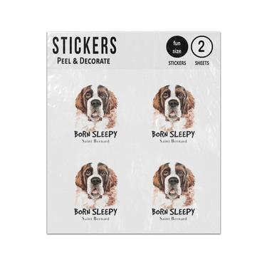 Picture of Born Sleepy Saint Bernard Dog Wtaercolour Sticker Sheets Twin Pack