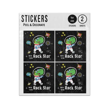 Picture of Born To Be Rock Star Outer Space Cartoon Character Sticker Sheets Twin Pack