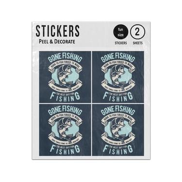 Picture of Born To Fish Forced To Work Fishing Sticker Sheets Twin Pack
