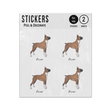Picture of Boxer Dog Hand Drawn Illustration Sticker Sheets Twin Pack