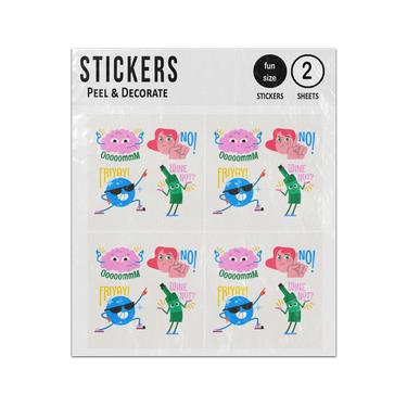 Picture of Brain Ooommm Girl No Friyay Wine Not Cartoon Set Sticker Sheets Twin Pack
