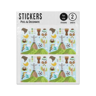Picture of Brazil Rio Jesus Redeemer Carnival Party Maracas Set Sticker Sheets Twin Pack