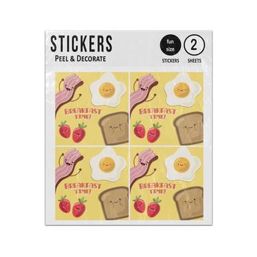 Picture of Breakfast Time Cartoon Characters Bacon Bread Egg Set Sticker Sheets Twin Pack