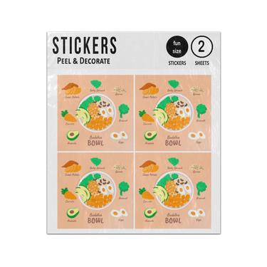 Picture of Buddha Bowl Recipe Foods Concept Sticker Sheets Twin Pack
