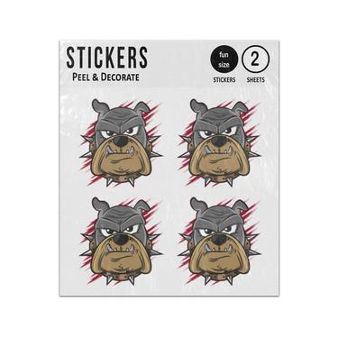 Picture of Bulldog Head Cartoon Illustration Sticker Sheets Twin Pack