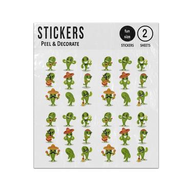 Picture of Cacti Cactus Mexican Cartoon Character Collection Sticker Sheets Twin Pack