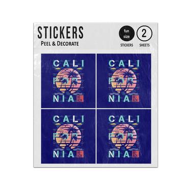 Picture of California Beach With Palm Tree Cali For Nia Sticker Sheets Twin Pack