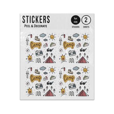 Picture of Camp Fire Map Tent Walking Compass Doodles Set Sticker Sheets Twin Pack