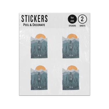 Picture of Camping Hiker Person Nature Wild Graphic Illustration Sticker Sheets Twin Pack