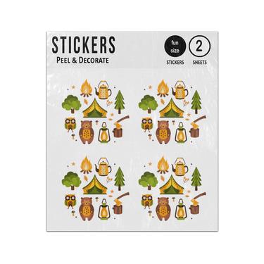Picture of Camping Illustration Wild Animals Outside Elements Sticker Sheets Twin Pack